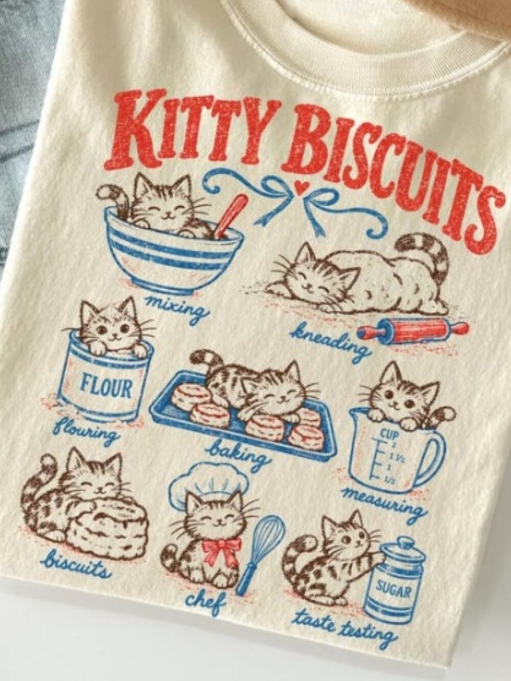 Cat Shirt Funny Cat Sourdough T-Shirt Kitty Biscuits Cat Meme Tee - Picture 2 of 4